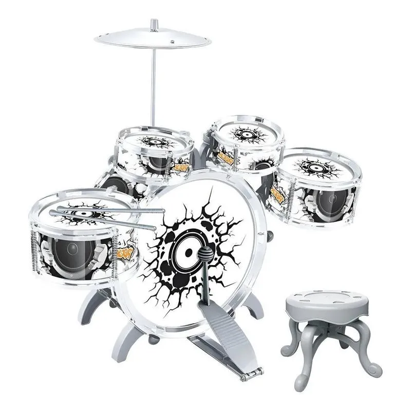 Bateria Infantil Rock Party Com Banqueta Banquinho Meninos C