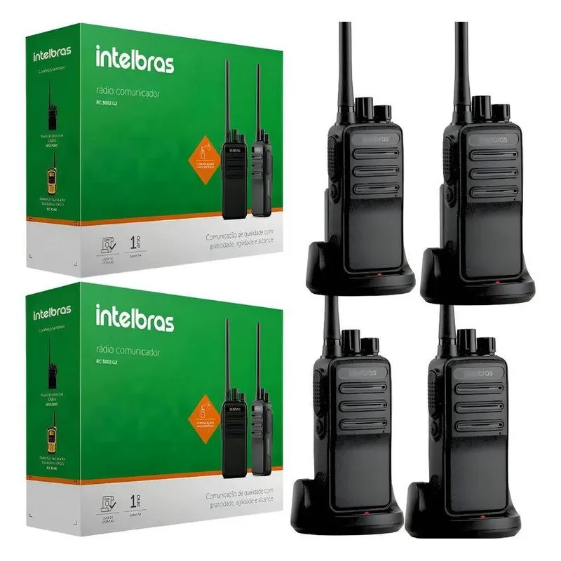 4 Ht Rádio Intelbras Uhf Rc3002 Walkie Talkie Longo Alcance