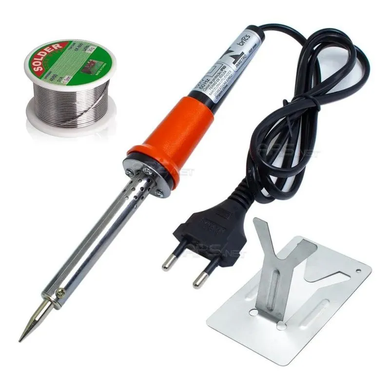 5x Kit Ferro De Solda Soldar Soldador 60w + Estanho + Suport
