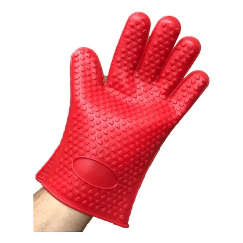5x Luva Silicone Térmica Cozinha Alta Temperatura Cor Vermel