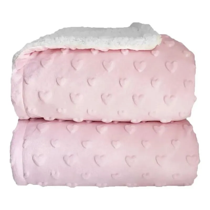 Cobertor Laco Bebe Hearts Rosa 90x110 Cm 0-24 Meses