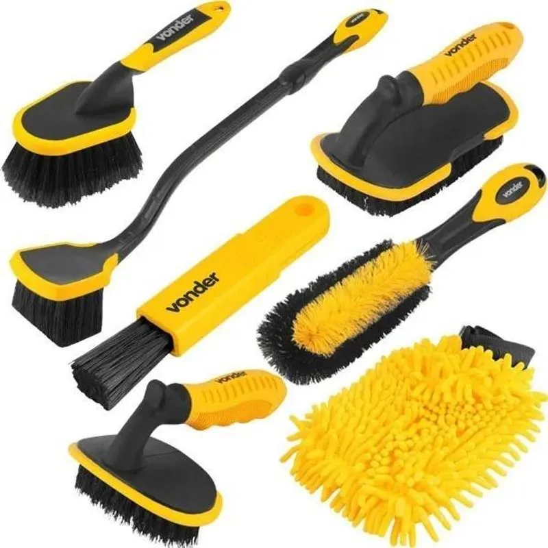 Kit De Escovas Para Limpeza Automotiva Com 7 Peças Vonder