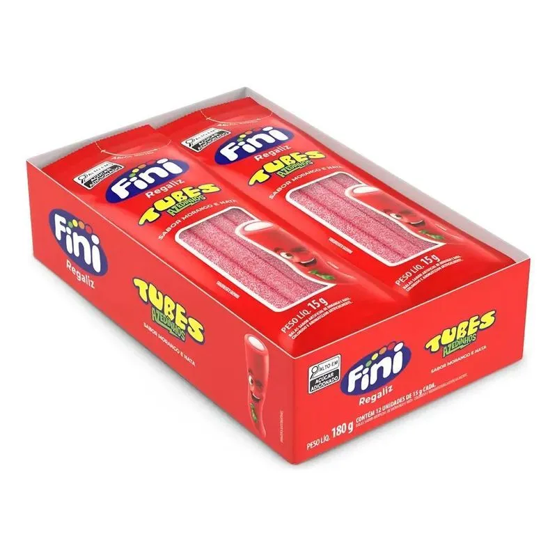5x Display Fini Tubes Morango Azedinho 12unx15g