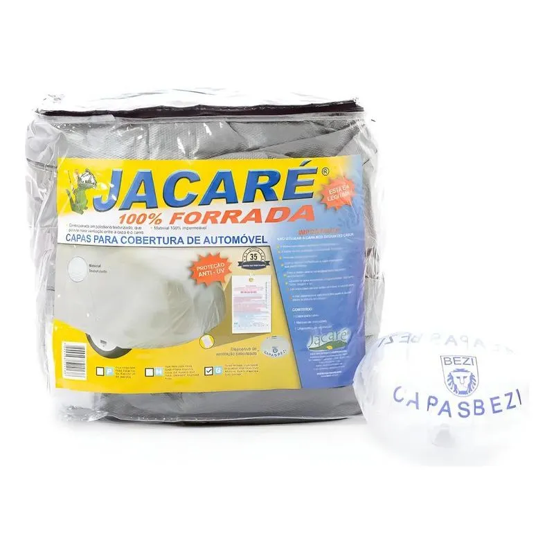 Capa De Cobrir Carro Jacaré 100% Forrada G Cinza Bezi
