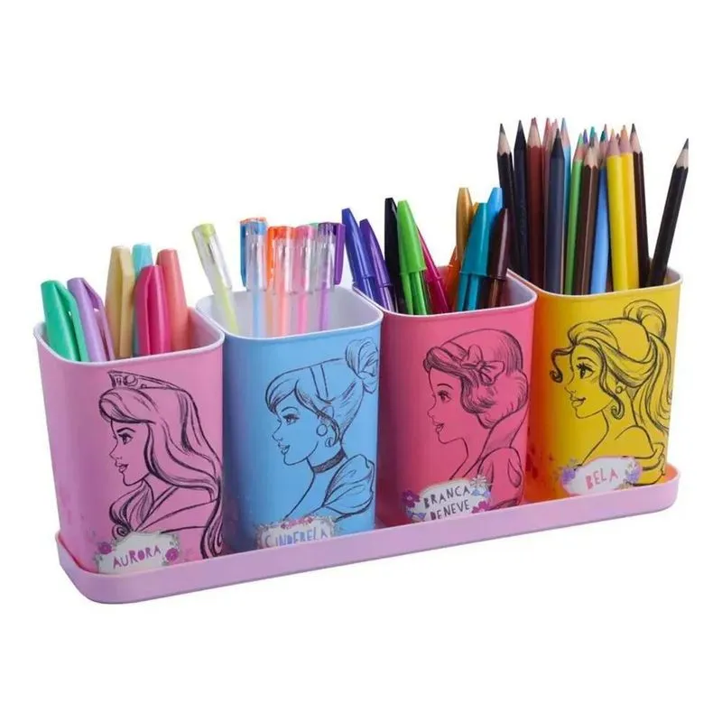5x Porta Lápis Caneta Disney Kit Organizador Infantil Crianç