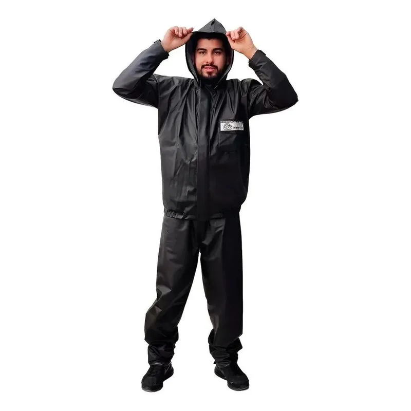 Capa Chuva Pra Motoqueiro Motoboy Com Capuz - Vários Preto E