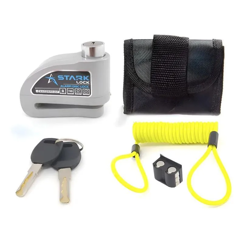 Trava De Disco Para Moto Com Alarme Sensor Imperme Prata