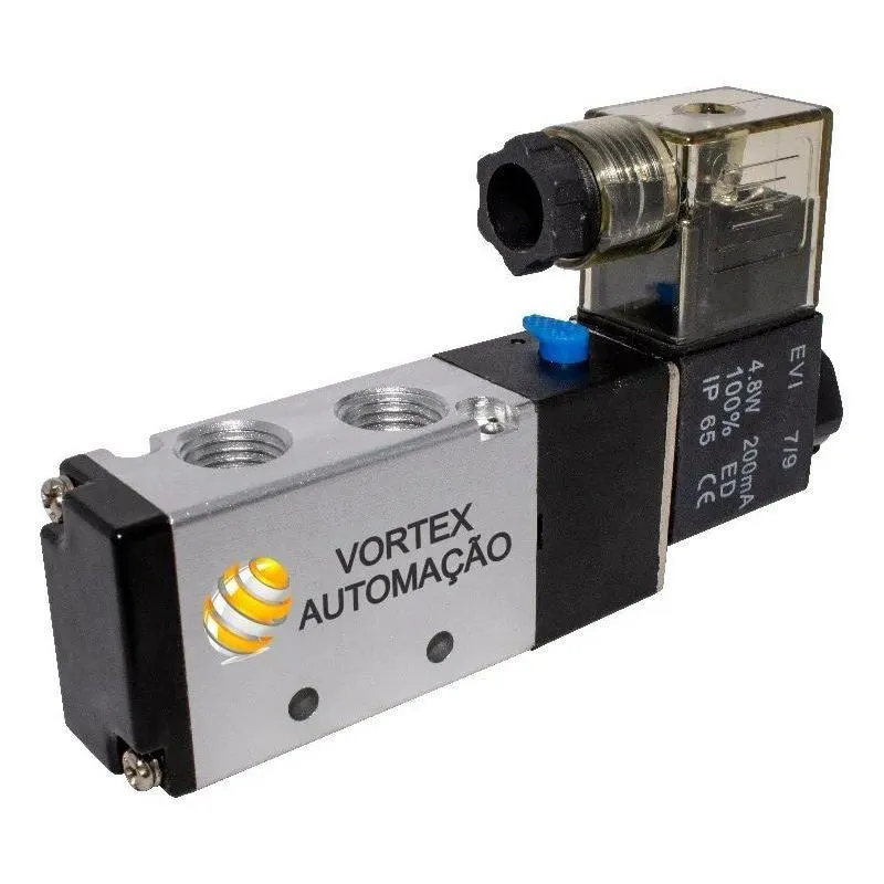 2x Válvula Pneumática Solenoide 5/2 Vias Retorno Mola 1/4 12