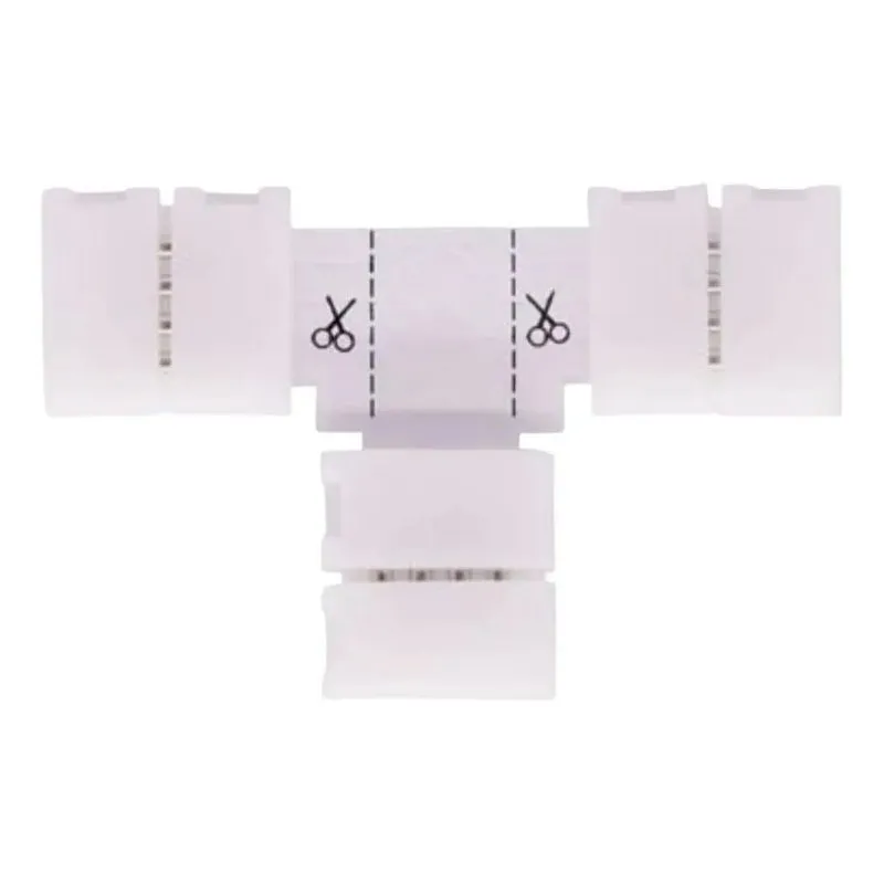 2x Conector T Fita Led Emenda Rápida 10mm 4 Vias Rgb 5050 Te