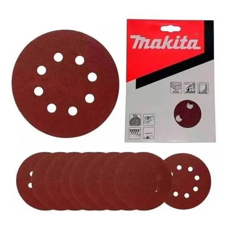 3x Disco Lixa 5 Pol. G150 8 Furos 10 Unidades D-54184 Makita