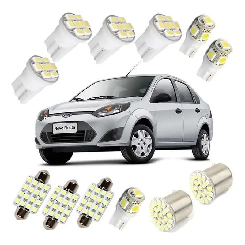 10x Kit Lampadas Led Focus Fiesta Luz Pingo Teto Placa Ré