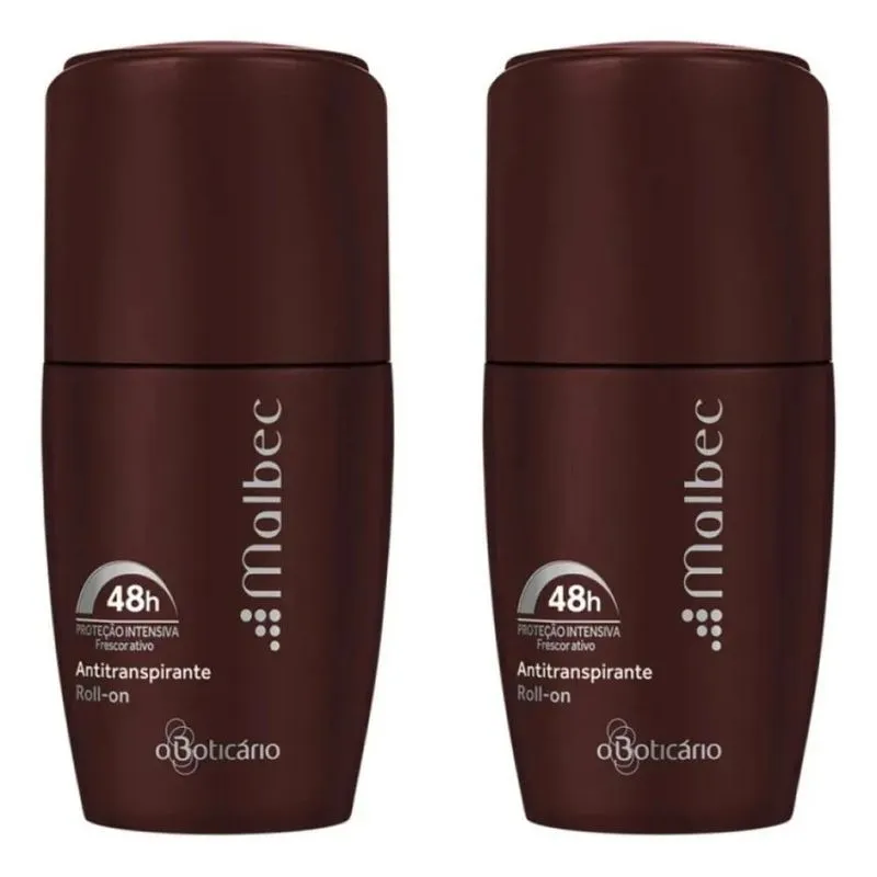 3x Dois Desodorantes Antitransp. Roll-on Malbec 55ml Boticár