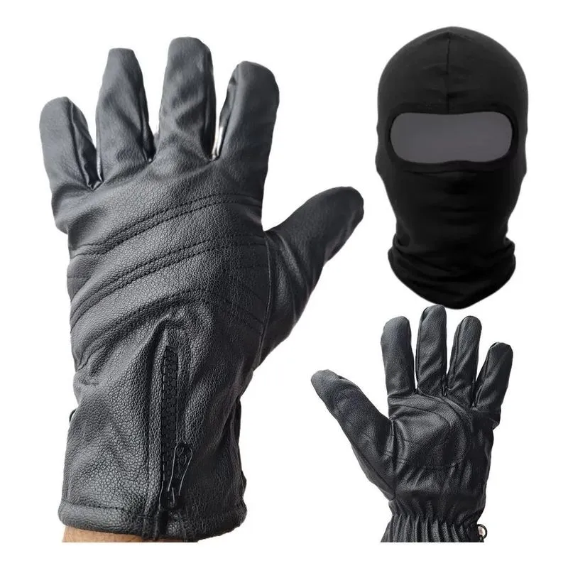 3x Kit Moto Luva Grossa Resistente Touca Ninja Proteção Moto