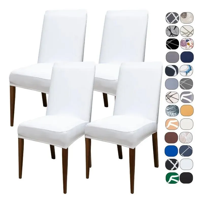 Kit 4 Capa Cadeira Jantar Tecido Importado Mais Resis Branco