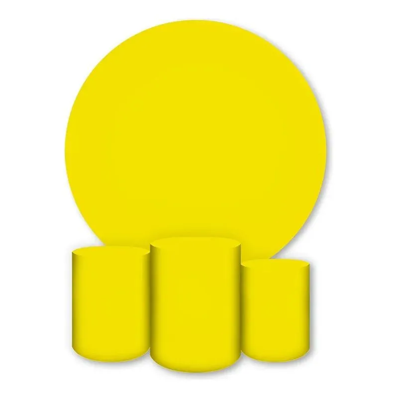 Painel Redondo E Capas De Cilindro Sublimado Amarelo