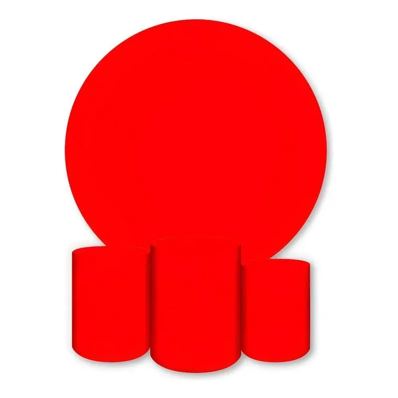 Painel Redondo E Capas De Cilindro Sublima Vermelho