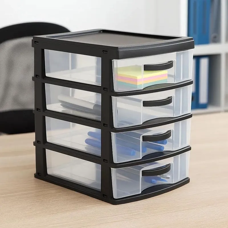 Gaveteiro Organizador 4 Gavetas Multiuso Reforçado Gr Preto