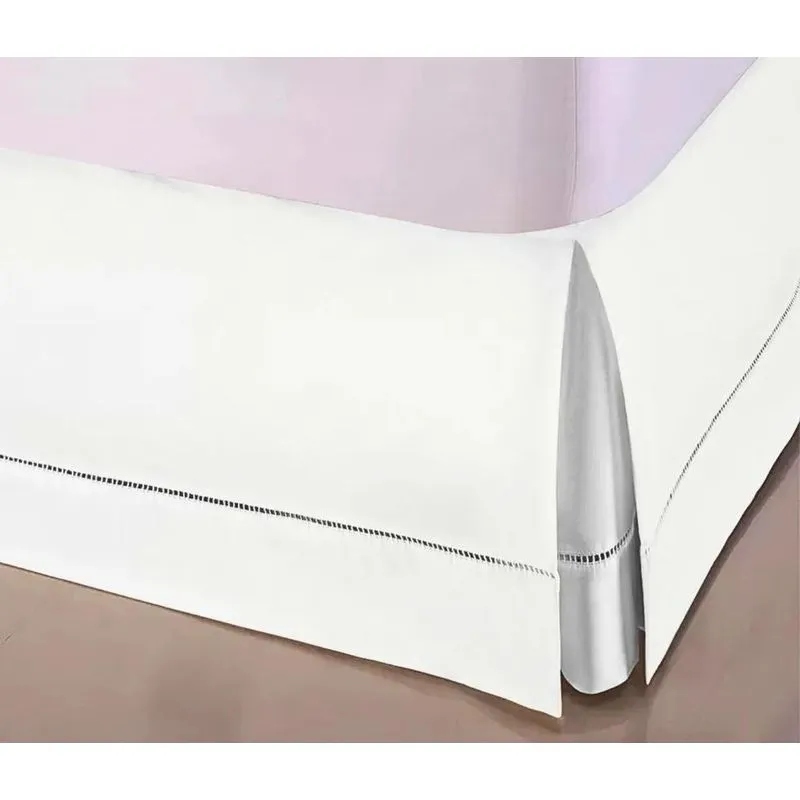 Saia Cama Box Queen Size Percal 200 Fios Com Ponto P Branco