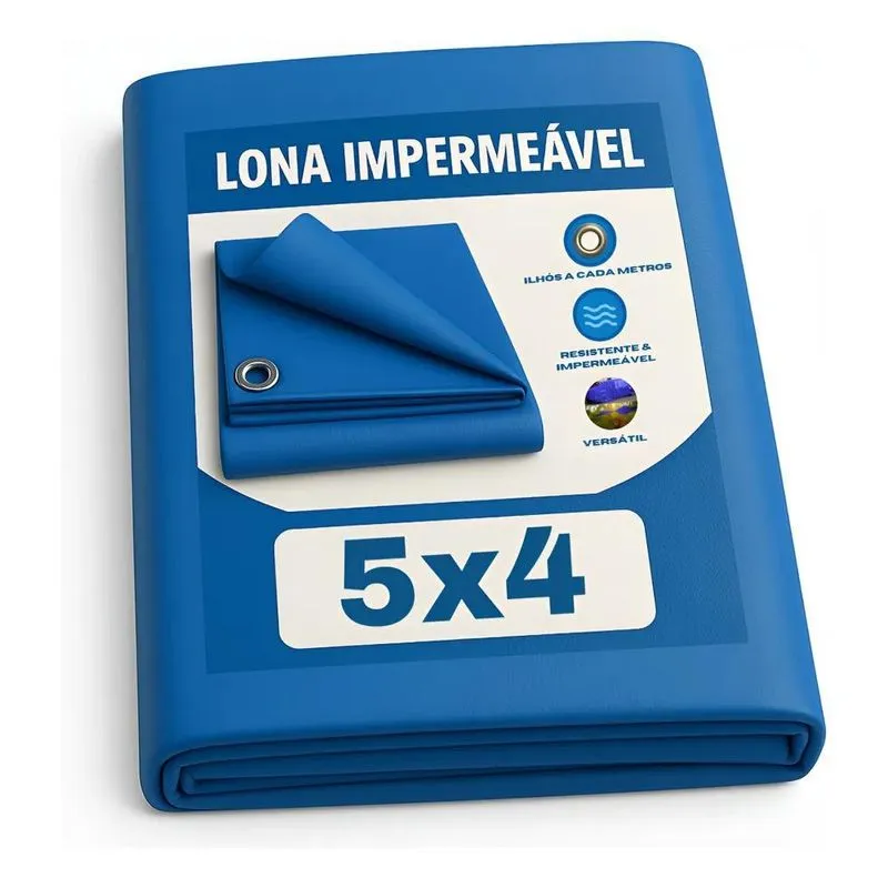 Lona 5x4 Mts Plástica Impermeável Azul Carreteiro Telhados P