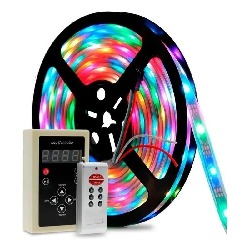 2x Fita Led Digital 6803 Rgb Com Controle 133 Efeitos Ip67
