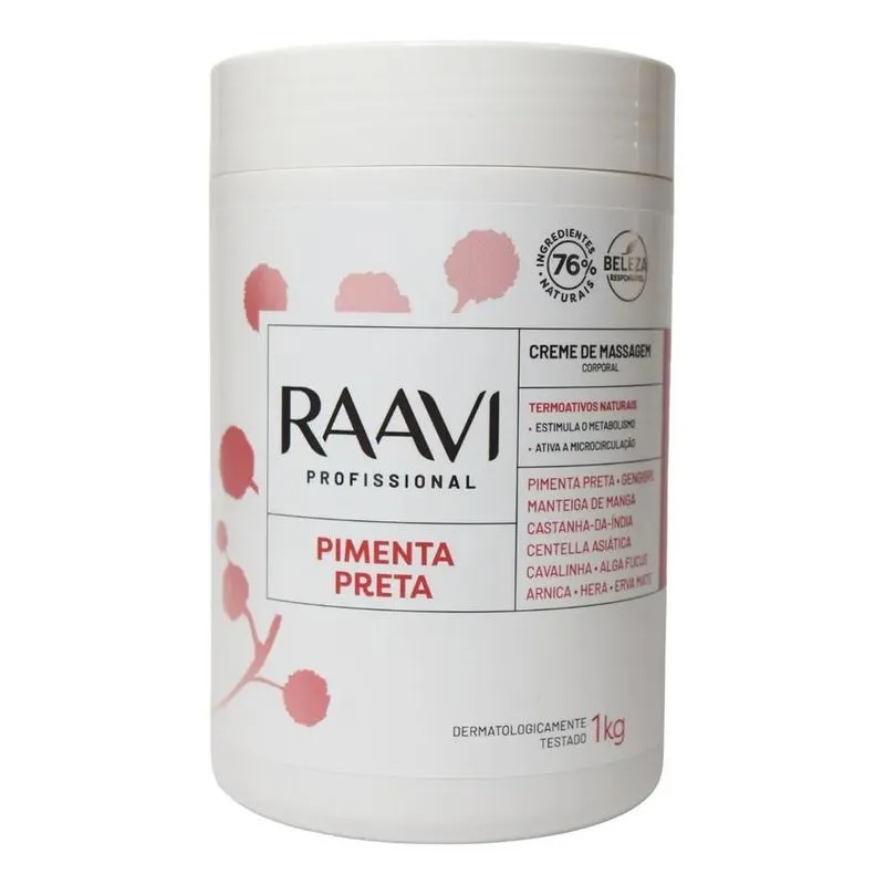 3x Creme De Massagem Corporal Drenagem Pimenta Preta Raavi 1