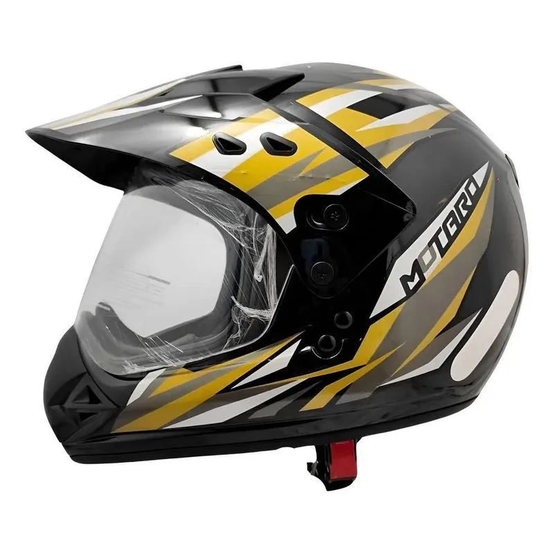 Capacete Moto Ebf Motard Street Preto Motocross Amarelo 56