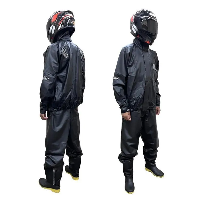 Capa De Chuva Motoqueiro Motoboy Entregas Alba Pvc Preto Eg