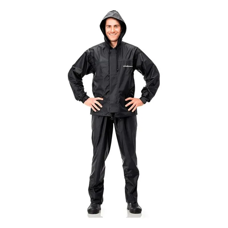Capa De Chuva Pantaneiro Motoqueiro Nylon Com Cap Preto Ex