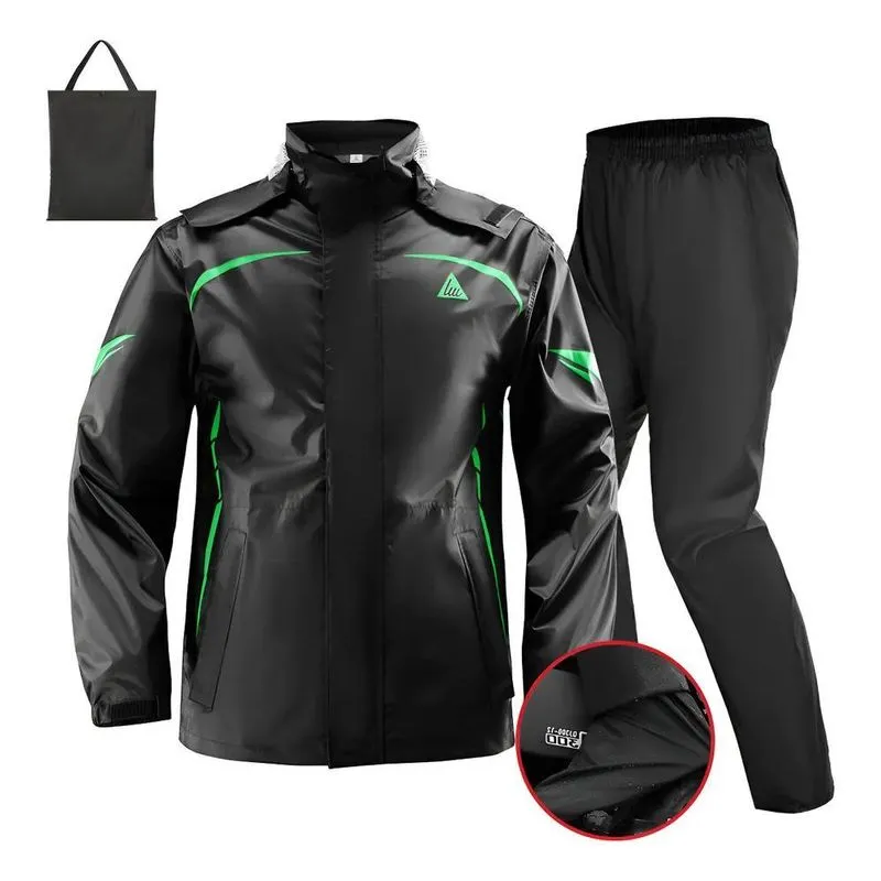 Capa Chuva Motoqueiro Impermeável N Preto E Verde P