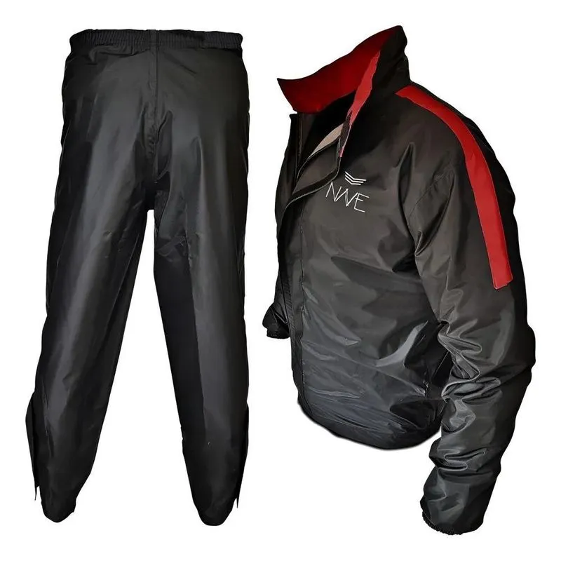 Conjunto Capa De Chuva Motoqueiro Em Nylon Preto/branco G