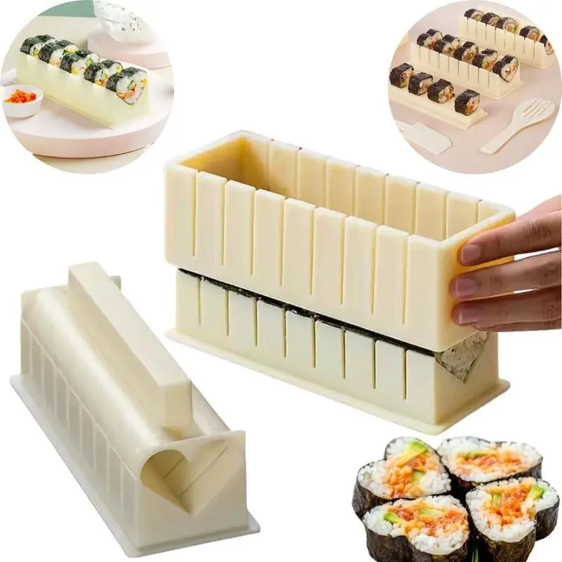 10x Molde Conjunto Maquina Para Enrolar Sushi Formato Coraç