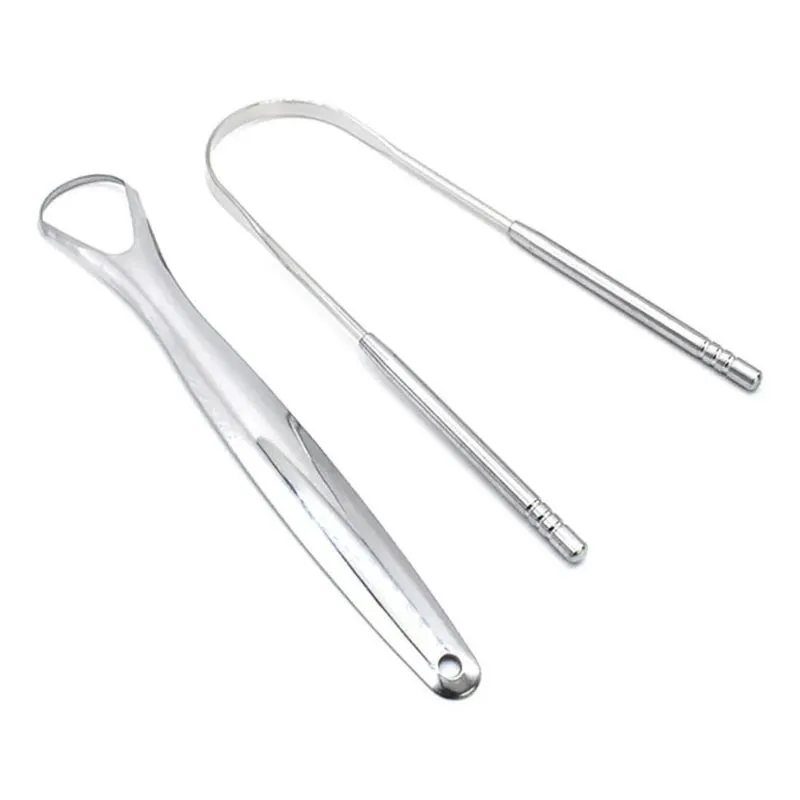 3x Raspador De Língua Em Aço Inox Para Higiene Bucal Kit 2 P