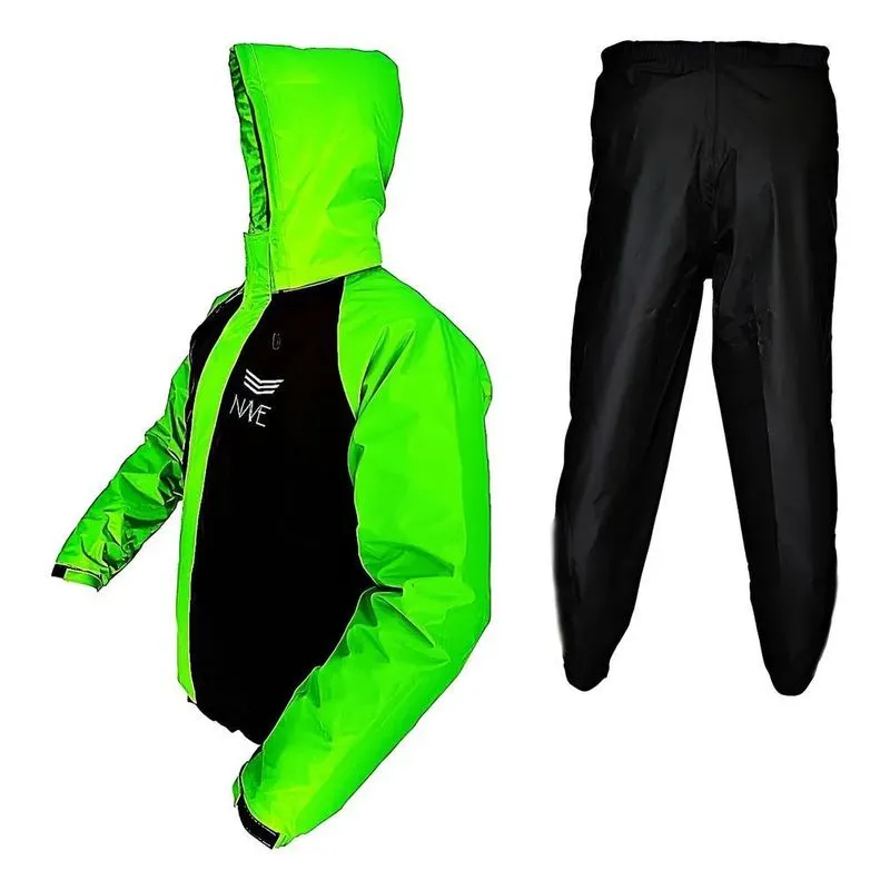 Conjunto Capa De Chuva Motoqueiro Em Nylon Verde/preto M