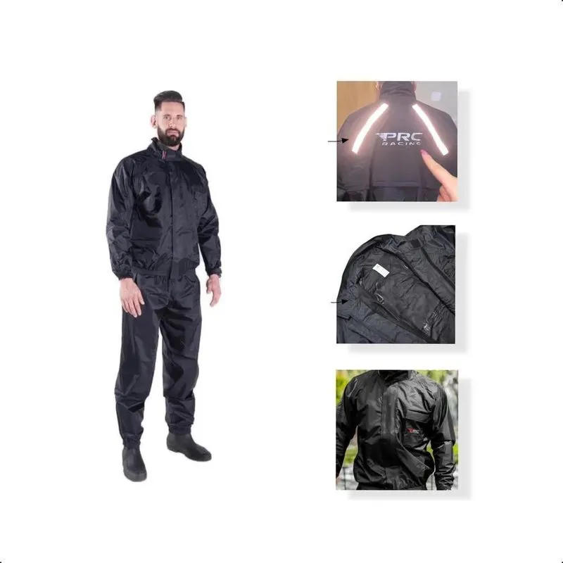 Conjunto Capa De Chuva Moto Nylon Com Forro M / Preto M