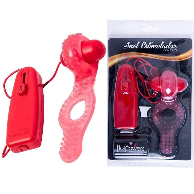 Anel Peniano Estimulador Vermelho Com Vibrador - Sex Shop
