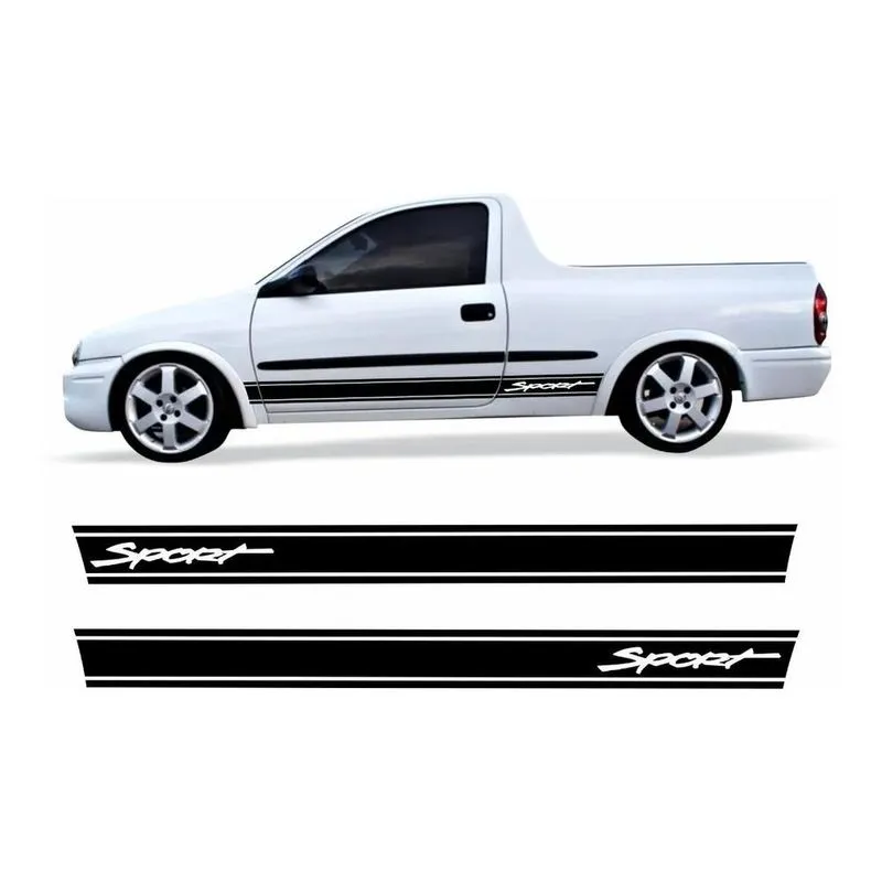 Faixa Lateral Corsa Chevrolet Picape Pick Up Spor Preto Bril