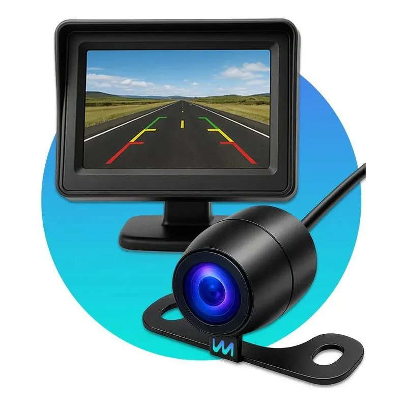 Kit Tela Visor Monitor Lcd 4.3 Polegadas + Câmera De Ré Hd