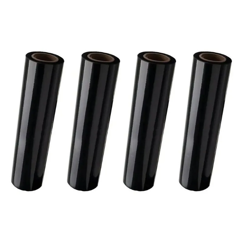 2x Kit 4 Bobina/rolo Filme Stretch 50cm X 25 Micras Preto 3k