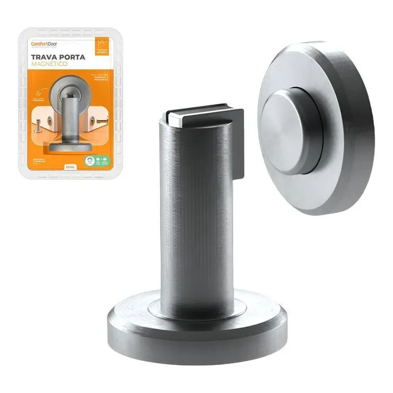 10x Fixador Trava Porta Magnético Dual Piso Ou Parede Metal