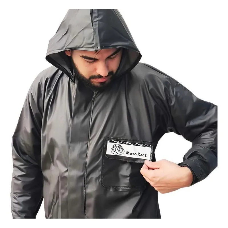 Capa Chuva Moto Emborrachada Impermeável Reforçada Com Preto