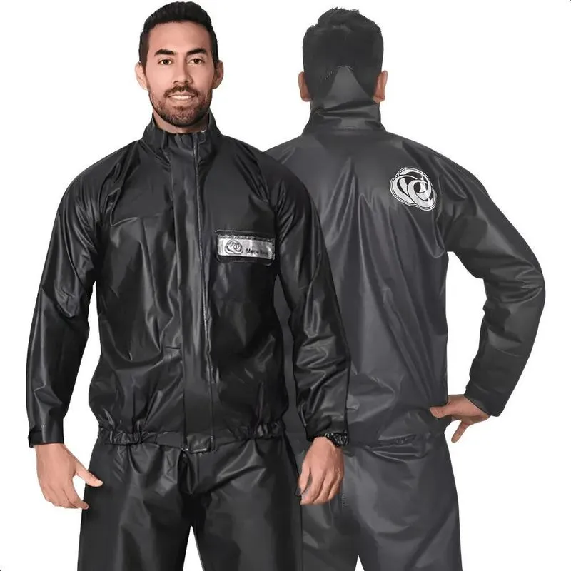 Capa De Chuva Motoboy Motociclista Poliéster C Bolso R Preto