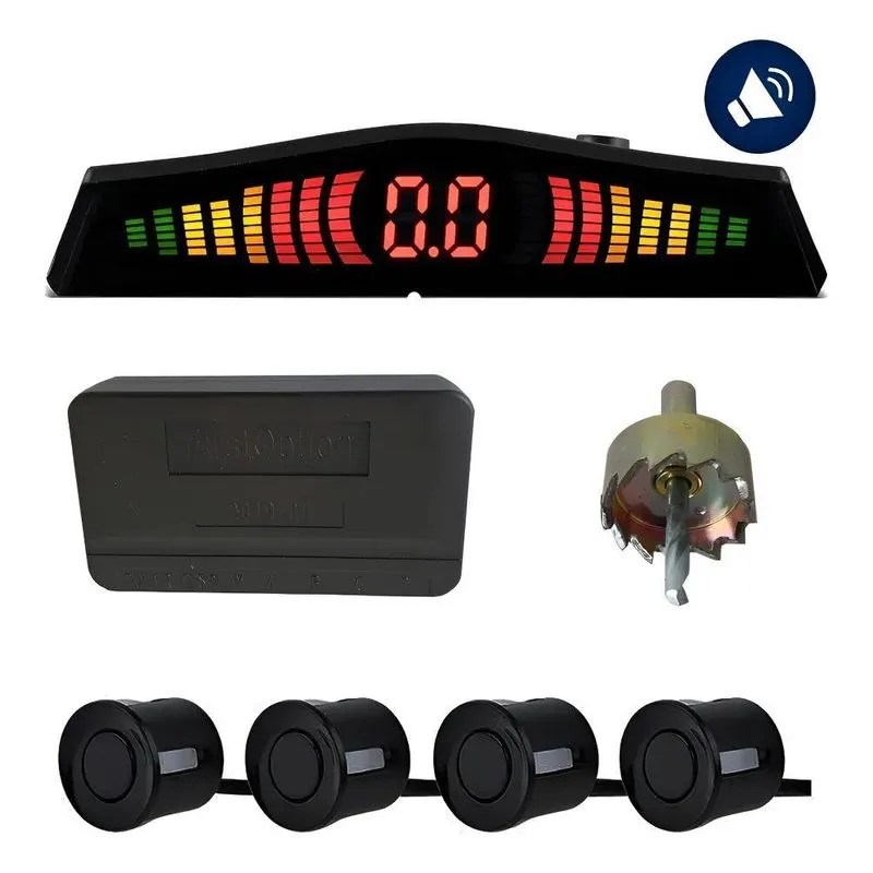 Sensor Estacionamento 4 Sensores Ré Display Led Cor Preto