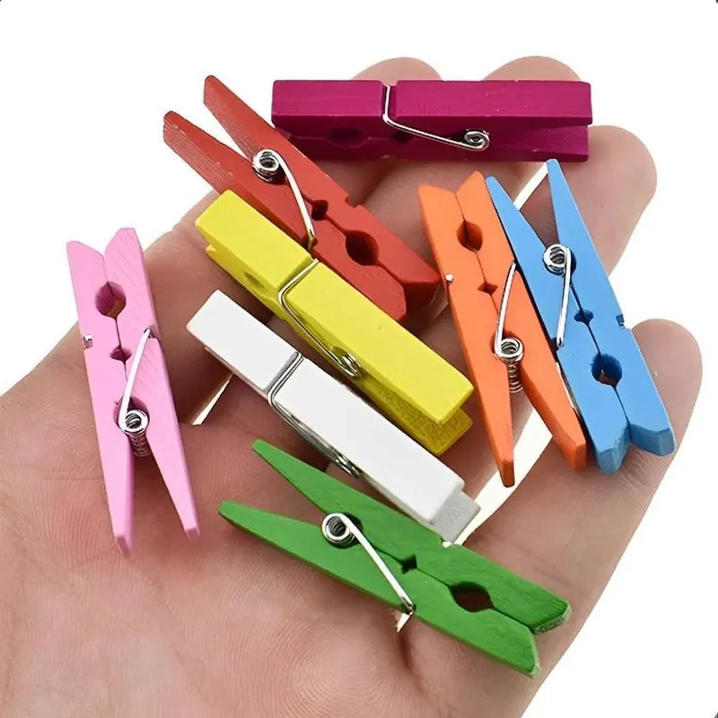 Mini Pregador Prendedor De Madeira 3,5cm 50 Und Coloridos