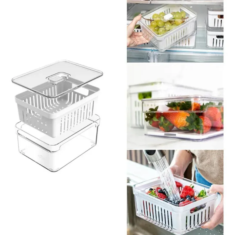 Organizador De Geladeira 2,2 Litros Com Cesto Clear Fresh Ou