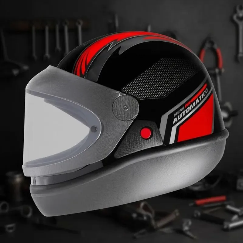 Capacete Ebf Automático Style New Barato Preto E Vermelho 56