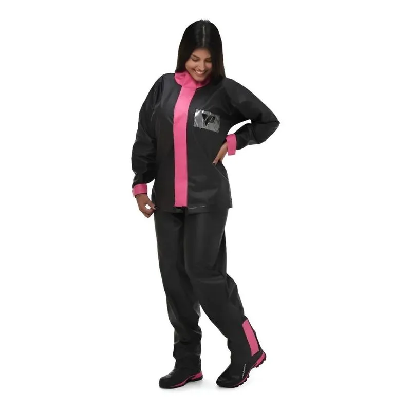 Conjunto Capa De Chuva Pvc Feminina Pantaneiro Moto Ros Gg