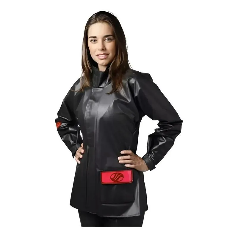 Capa De Chuva Feminina Motoqueira Alba Modelo Europa Preto G