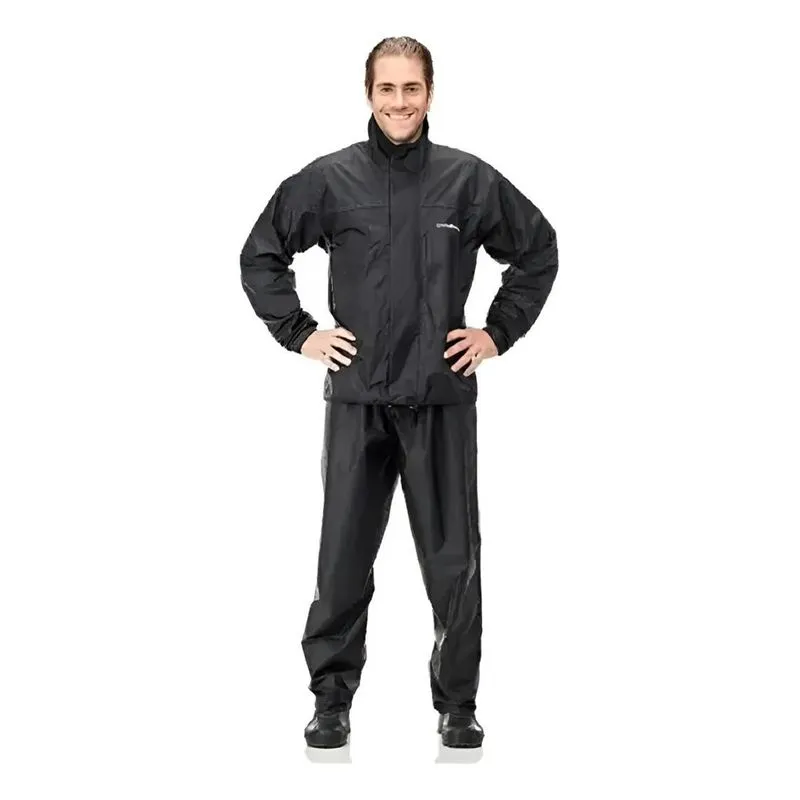 Capa De Chuva Motoqueiro Nylon Com Gola Pan Preto Ex
