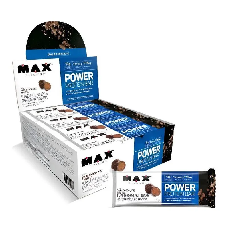Power Protein Bar 41g Display Com 12 Unid Max Titanium Sabor