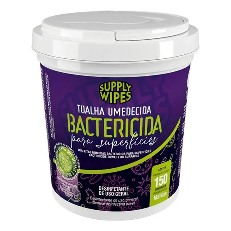 Toalhas Umedecidas Supply Wipes 150un Balde Bactericida